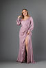 Imagen de Vestido Satin Manga Larga Abiertas (Exclusivo Página)