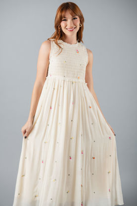 Imagen de Vestido En Rayon Blusa Nido De Abeja Con Bordado  ( Exclusivo Pagina)