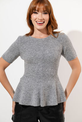 Imagen de Blusa Peplum Tejida, Manga Corta   ( Exclusiva Pagina)