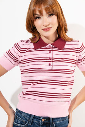Imagen de T Shirt En Rayas Cuello Polo