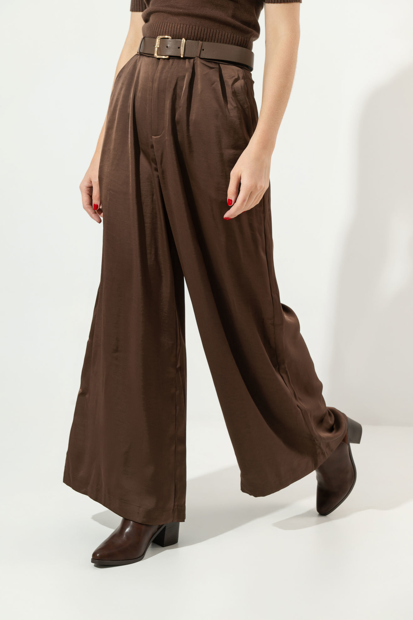 Imagen de Pantalon En Satin Con Cinturon, Pierna Ancha