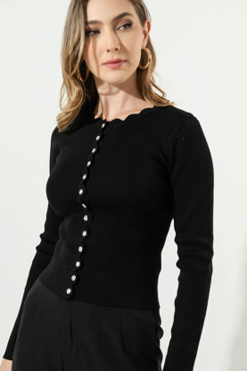 Imagen de Blusa Tejida Manga Larga, Botones Brillo