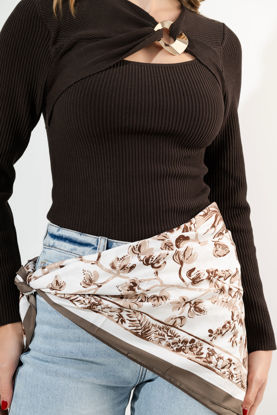 Imagen de Blusa Tejida Manga Larga, Hebilla Cuello