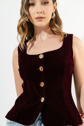 Imagen de Chaleco En Velvet Botones Dorados