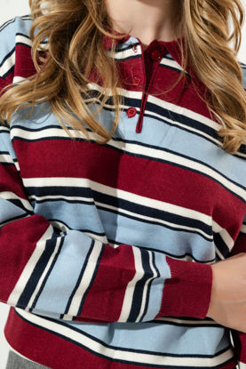 Imagen de Blusa Manga Larga En Rayas Cuello Polo