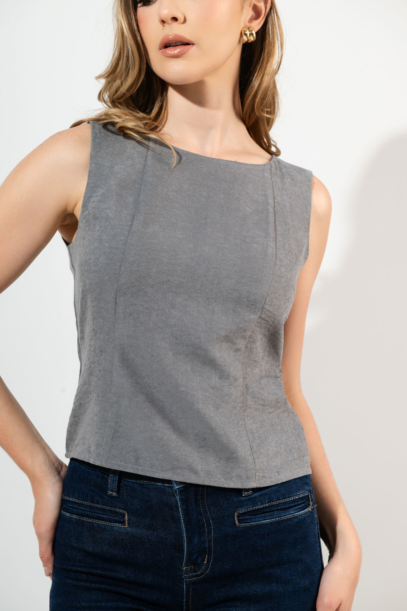 Imagen de Blusa Sin Mangas Zipper Espalda   ( Exclusiva Pagina) (No es strech)