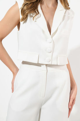 Imagen de Set Pantalon Crop Top Cuello Botones