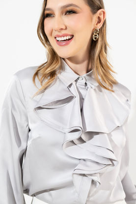 Imagen de Blusa Manga Larga En Satin Vuelo Frente