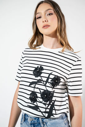 Imagen de T Shirt En Rayas Con Flores