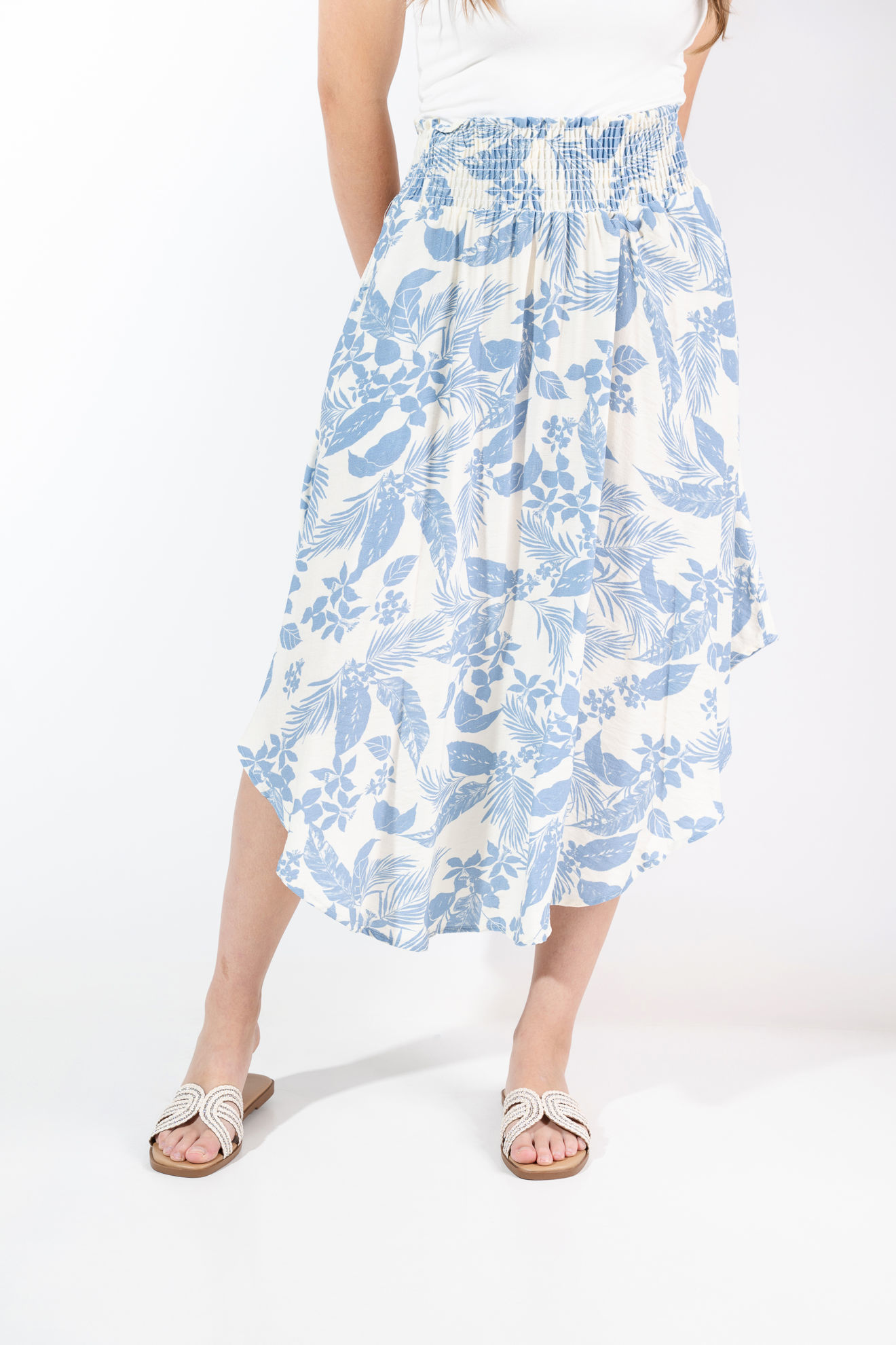 Imagen de Falda En Rayon Print Floral Elastico Cintura