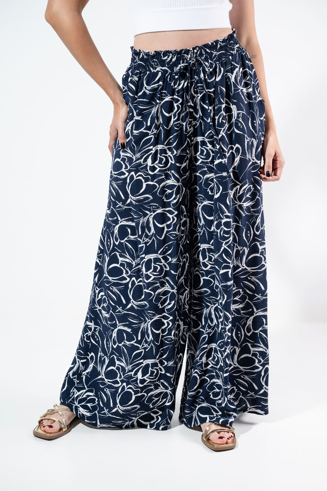 Imagen de Pantalon En Rayon Estampado Elastico Cintura