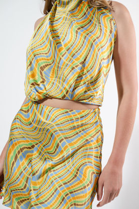 Imagen de Set  Mini Falda Crop Top En Satin