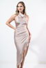 Imagen de Vestido En Satin Cuello Alto, Espalda Descubierta