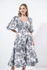 Imagen de Vestido Estampado Cuello V Con Cinturon