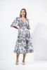 Imagen de Vestido Estampado Cuello V Con Cinturon