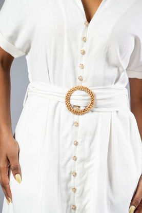 Imagen de Vestido Cuello V Botones Con Cinturon