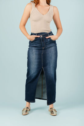 Imagen de Falda Larga Denim Abertura Frente   ( Exclusiva Pagina)
