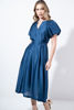 Imagen de Vestido Manga Corta Cuello V, Ajuste Cintura