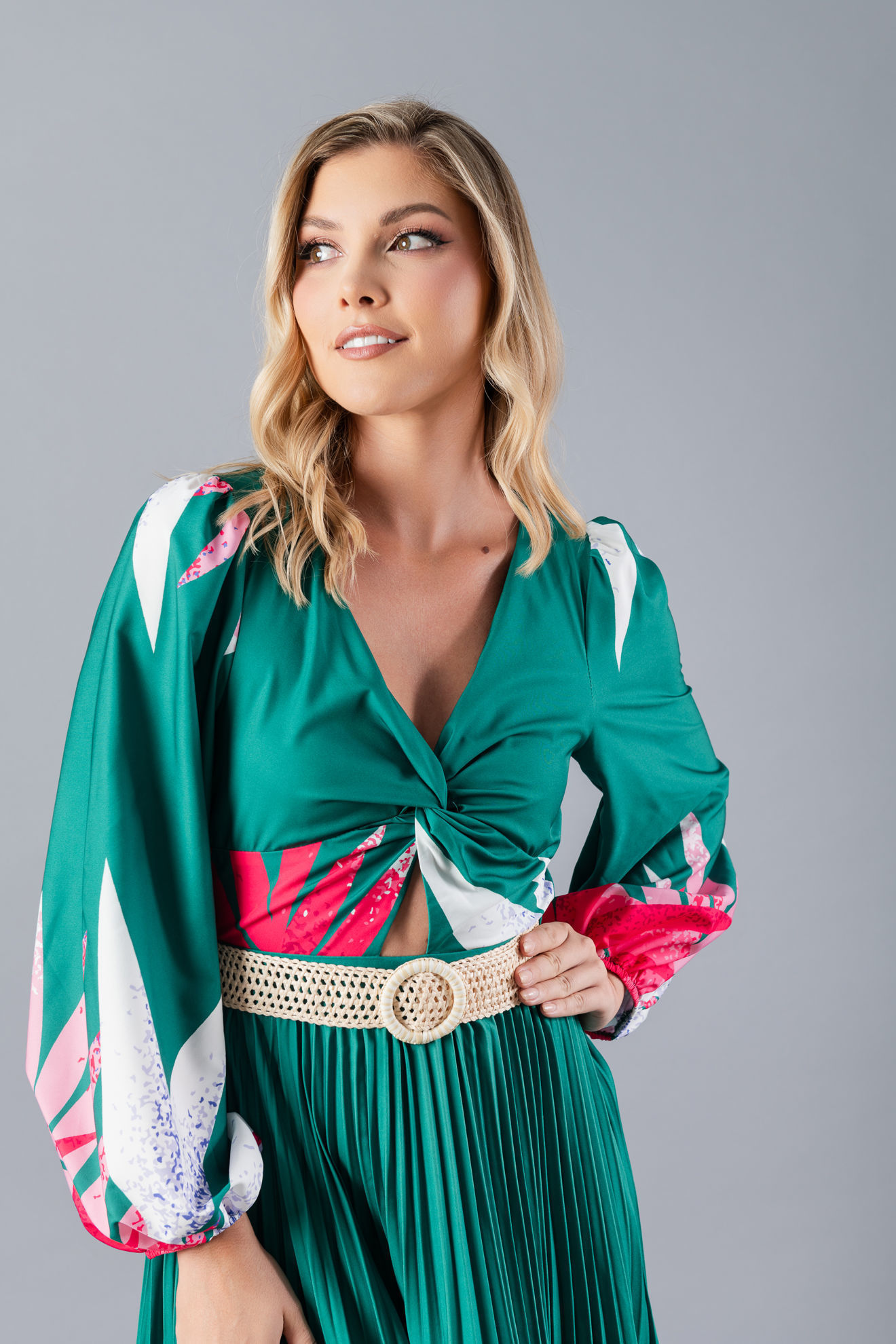 Imagen de Vestido Cuello V Manga Larga  ( Exclusivo Pagina)