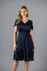 Imagen de Vestido En Satin Forrado, Cuello V Manga Corta   ( Exclusivo Pagina)