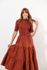 Imagen de Vestido Cuello Alto Manga Corta, Falda Amplia