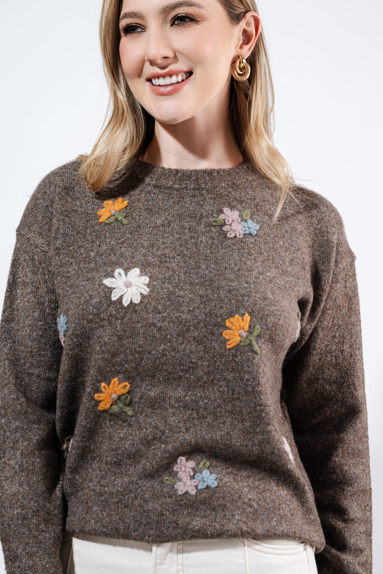Imagen de Sweater Cuello Redondo Con Detalle Bordados