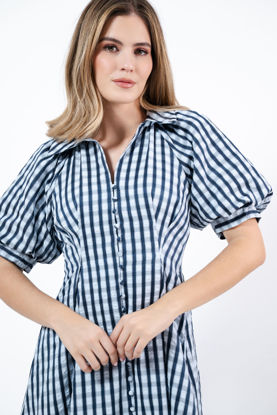 Imagen de Vestido En Cuadros Botones Frente Manga Corta