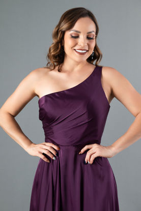 Imagen de Maxi Dress Un Hombro En Satin Falda Amplia